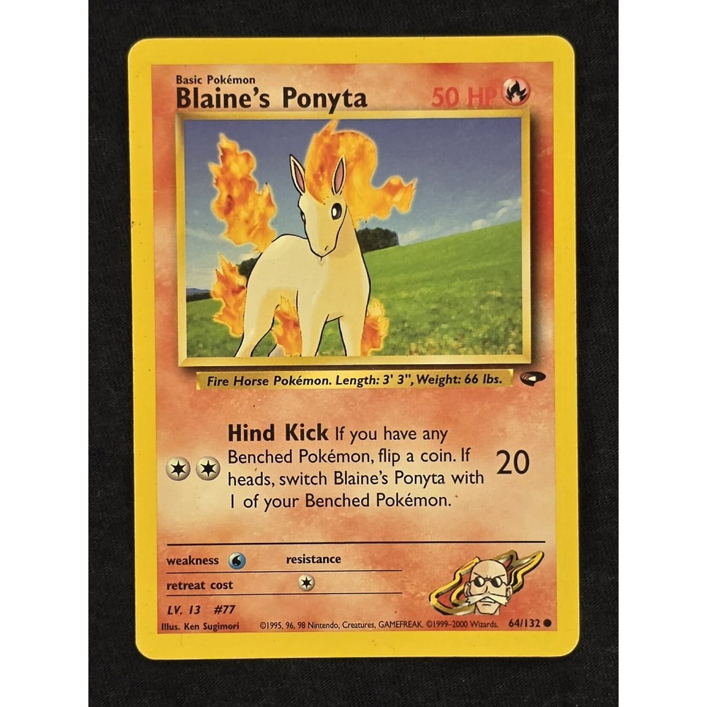Blaines Ponyta Pokemon Card LV‎ 13 #77 64/132 WOTC Base Set